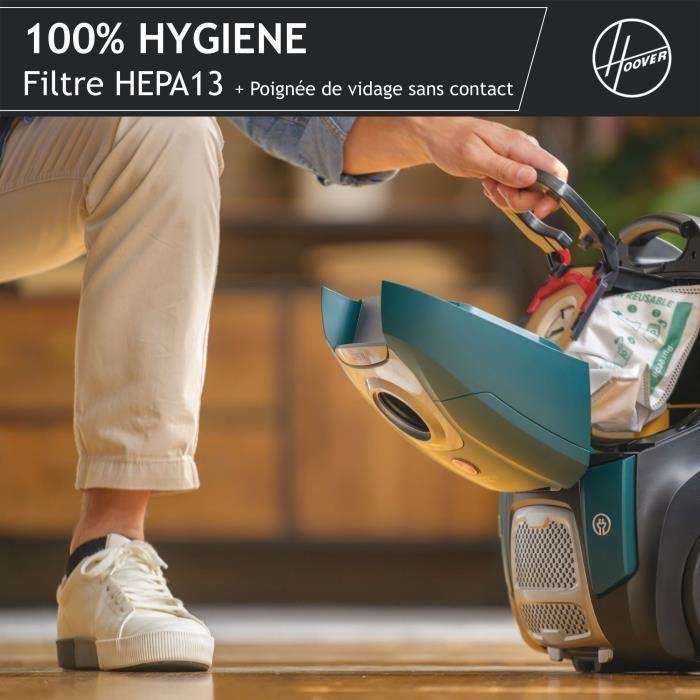 Trainierter Staubsauger mit Beutel – HOOVER – HE530ALG – 700 W – 4 l – 65 dBA – speziell für Tiere und Allergien