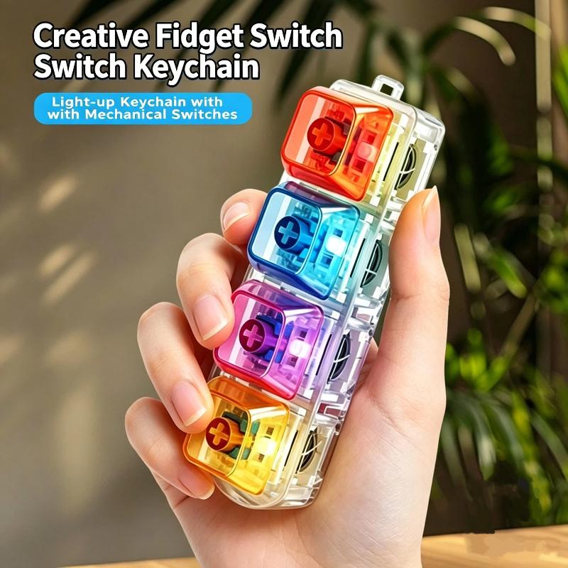 Mechanical Keyboard LED Light-Up Fidget Toy 2026 Creative Keychain Pendant for Adult Stress Relief Bag Accessory