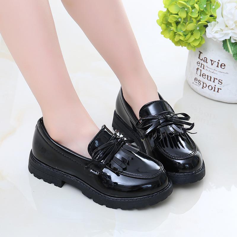 Girls' College Style Tassel Dance Shoes - British Style Leather Performance Footwear
