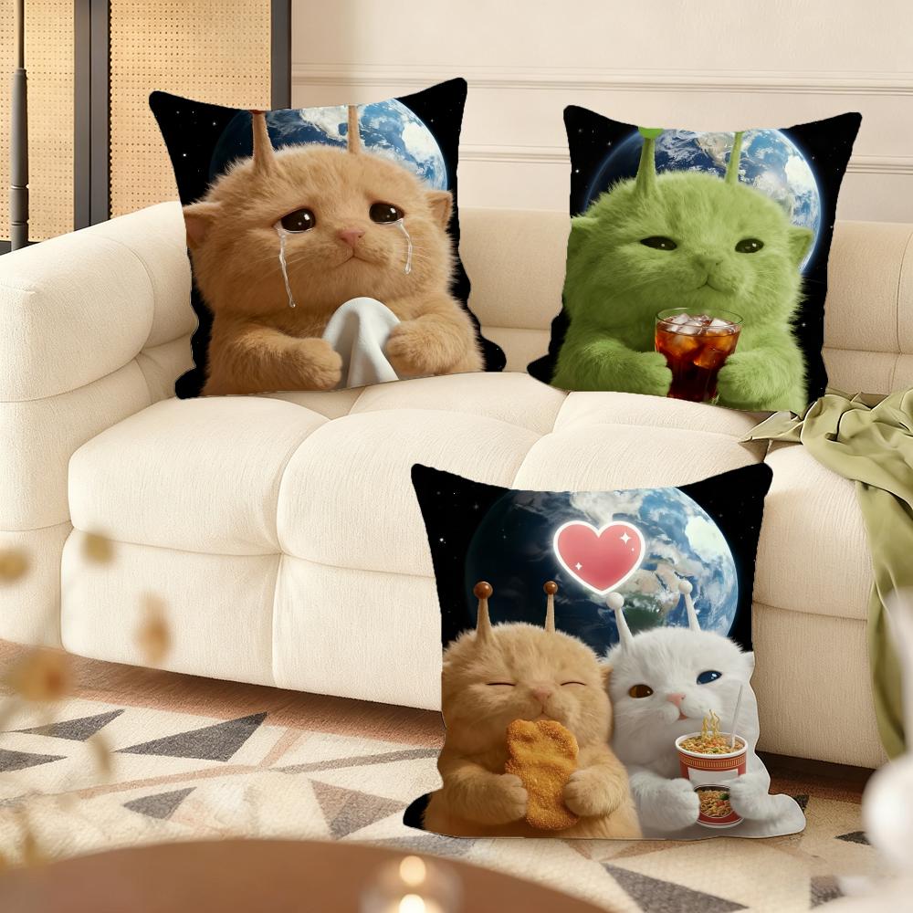 Cute Cat Cushion Cover Soft Short Plush Pillow Cover Smooth Cozy Texture Aesthetic Cushion Case Home Decor