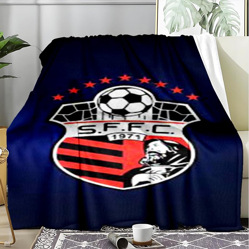 1PC Soccer Team Crest Design Printed Soft Flannel Blanket Throw for Adult Bedroom Living Room Sofa Camping Travel Fan gifts Christmas Gifts