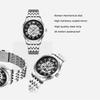 Mens Automatic Mechanical Watch Skeleton Hollow Roman Numeral Dial Waterproof Stainless Steel Business Dress Wrist Watch for Men
