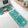 Christmas Kitchen Mat Household Kitchen Water-Absorbing And Dirt-Resistant Long Strip Two-Piece Set Foot Mat Decorative Floor Mat