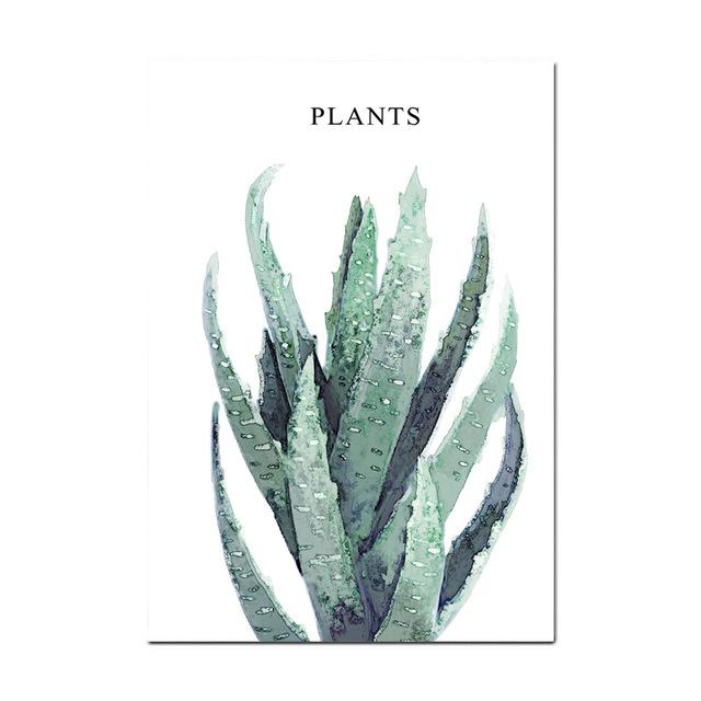 Watercolor Plants Nordic Modern Simple Hand-painted Cactus Restaurant Decorative Drawing Canvas Painting Wall Art Frameless