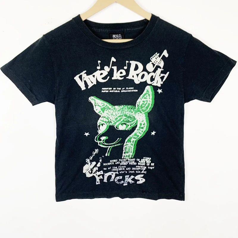 

Rock Punk Print Pattern Short Sleeve Retro Sports Streetwear Double Sided Print T-shirt Casual Loose Cotton Top Unisex 4XL