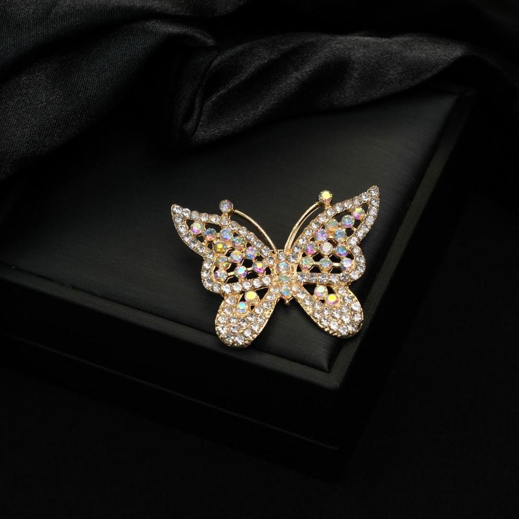 Gold & Diamond Vintage Butterfly Brooch - Versatile Women's Pin Jewelry