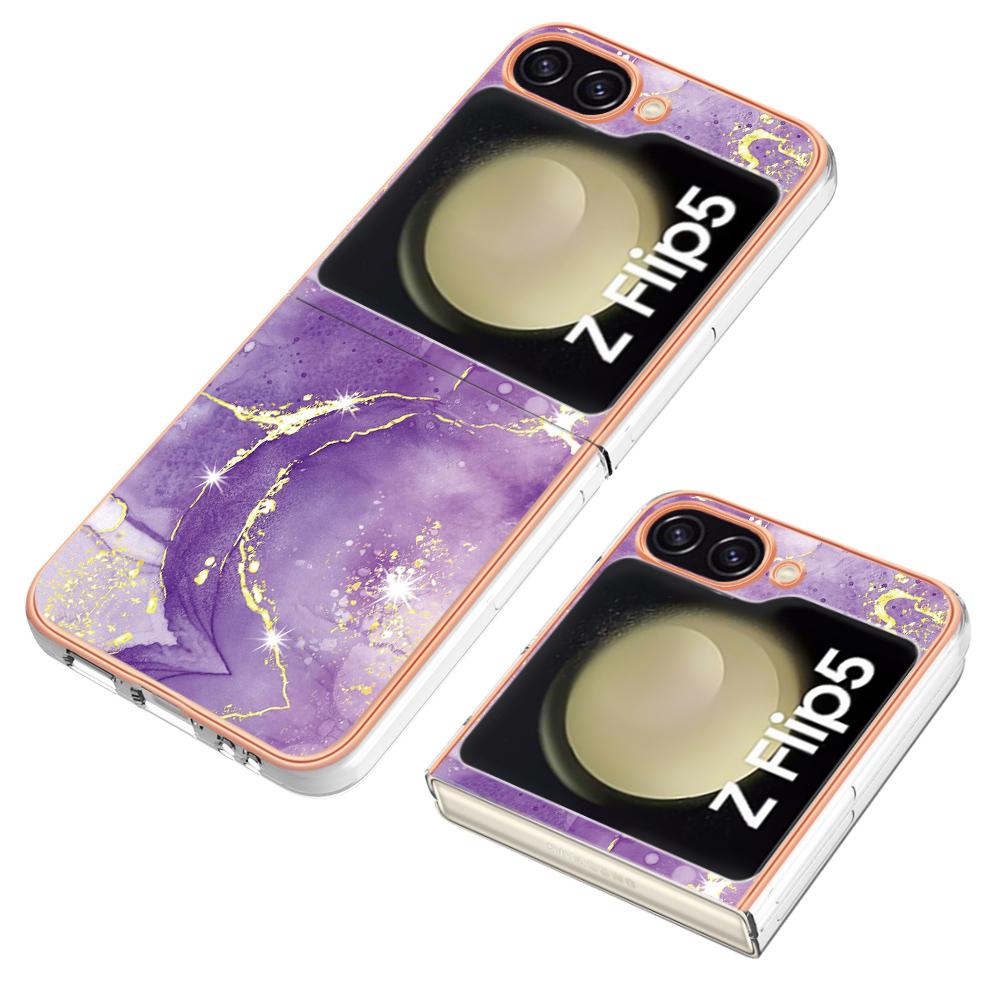 For Samsung Galaxy Z Flip5 5G TPU Case with IMD Marble Pattern Electroplated Back Cover