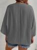 Spring/Autumn 2025 Women's V-neck Ice Silk Wrinkled Cardigan, Solid Color, Three-Quarter Sleeve, Loose Fit