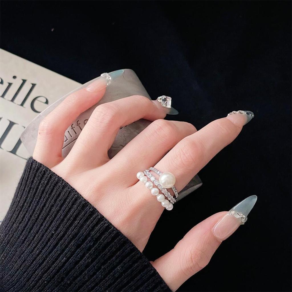 French Elegant Personality Fashion Multi-Level Niche Design Open Ring High-End Luxury Retro Ring