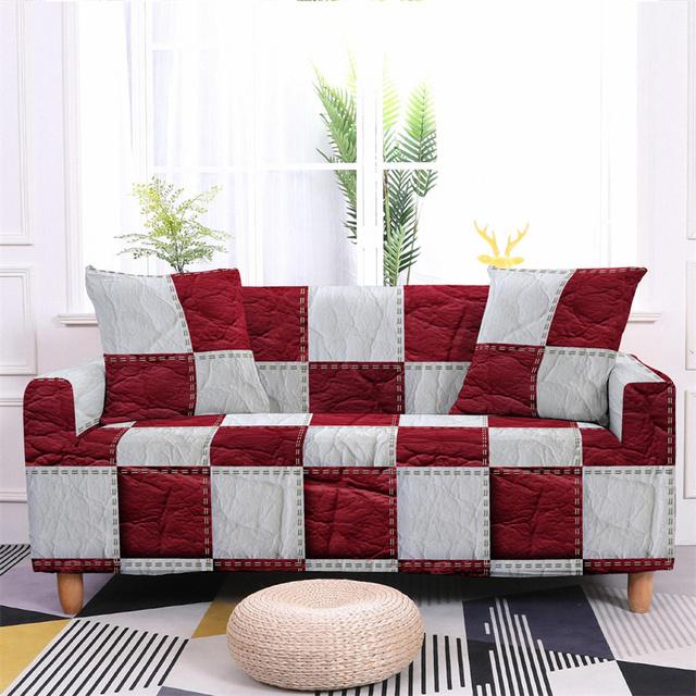 Striped Plaid Printed Couch Cover Sofa Cover For Living Room Elastic L -Shape Anti -Fouling Slipcovers Pets Chaselong Protector
