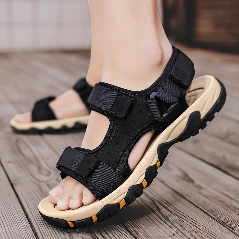 New summer special 47 large size men's sandals Velcro cowhide breathable casual wading beach shoes outdoor shoes