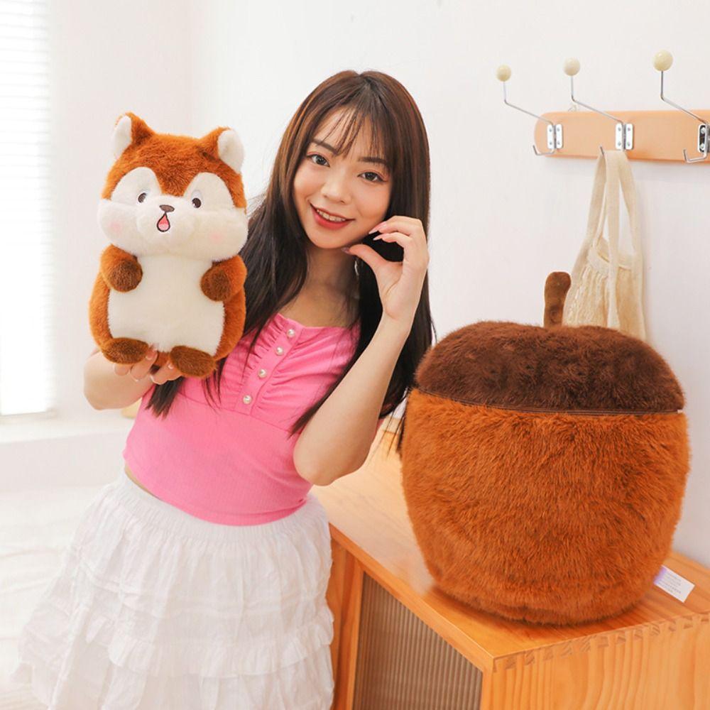 Esquilo destacável 2 em 1 brinquedos de pelúcia macios pelúcia animal macio bonecas decoração para casa