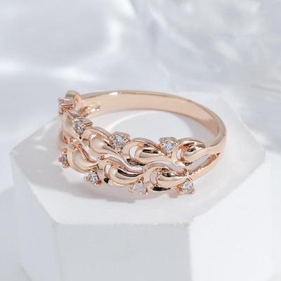 Luxuriöse Doppelbandringe mit weißem Zirkon, roségoldene Farbe, Modeschmuck für Frauen