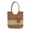 Mori Large-capacity Contrasting Color Splicing Woven Tote Bag Women's Niche Leisure Versatile Summer Vacation Shoulder Beach Bag