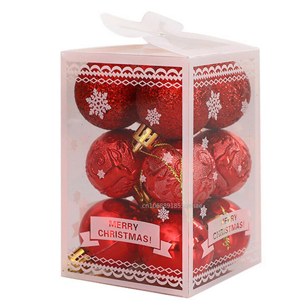 12PCS 4cm Christmas Ball Xmas Tree Balls Hanging Pendant Decoration Plastic  Xmas Party New  Accessories Ornament Decor