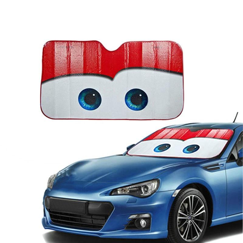 Foil Aluminium Cartoon Car Windshield Sun Shade Big Eyes Cars Front Window Visor