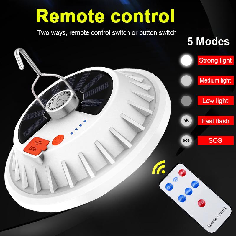 Powerful Camping Light Solar Rechargeable Portable Lantern Hook Emergency Energy Camping Lantern Saving Bulb Lamp