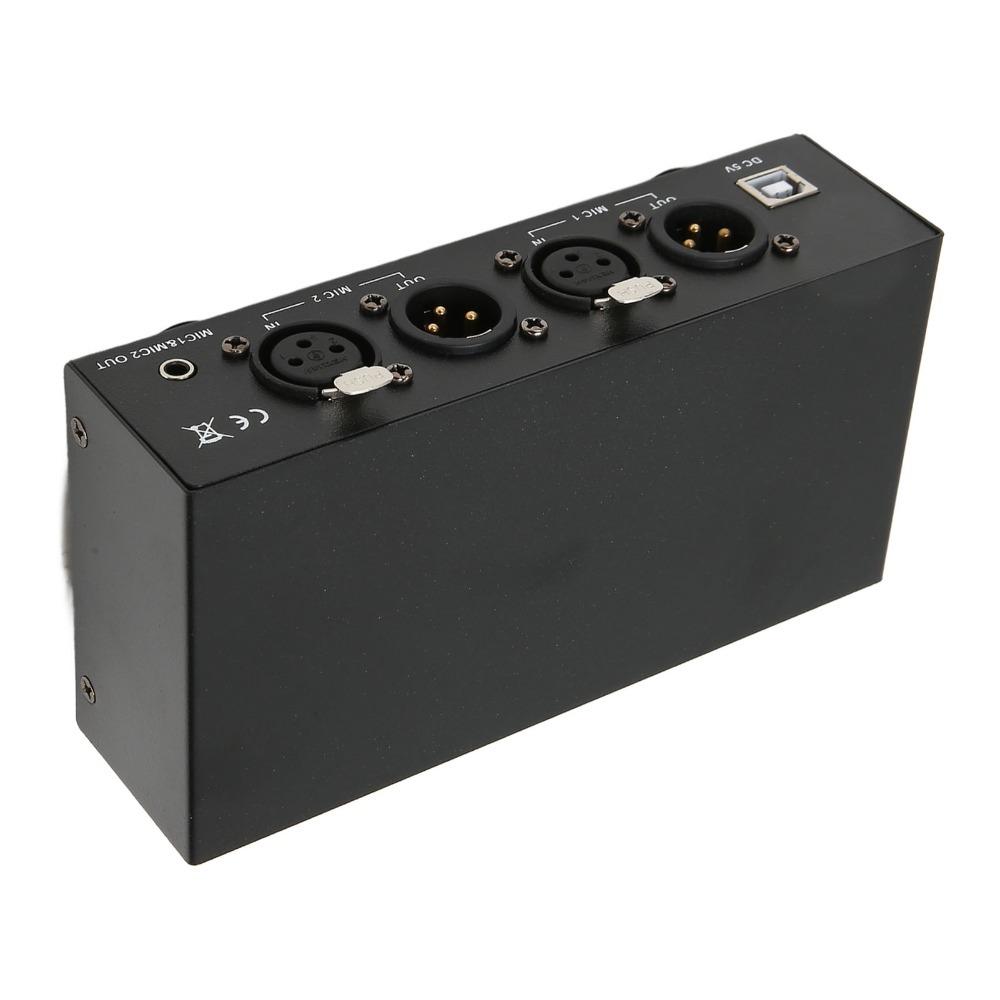 High Stability 48V Phantom Power Supply With XLR Cable 2 Channel For Condenser Microphone