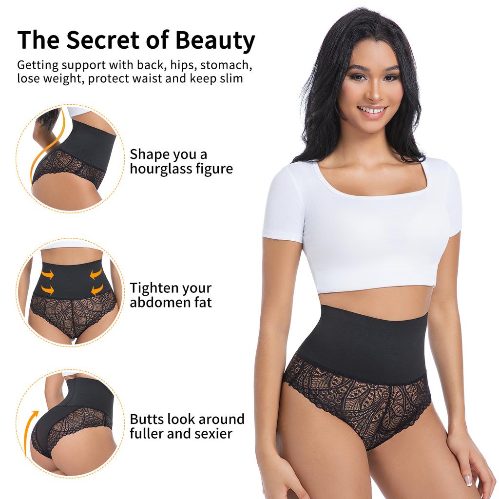Women Tummy Control Shapewear Panties High Waisted Underpants Slimming Body Shaper Seamless Butt Lifter Lace Underwear Shaping Briefs