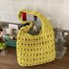 Braided Crochet Tote Bag Solid Color Beach Bag Fashion Hollow Out Knitted Weave Bag  Daily