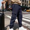 Spring and autumn jacquard checkered jogger pants, casual long pants for men, versatile and stylish multi-pocket trousers