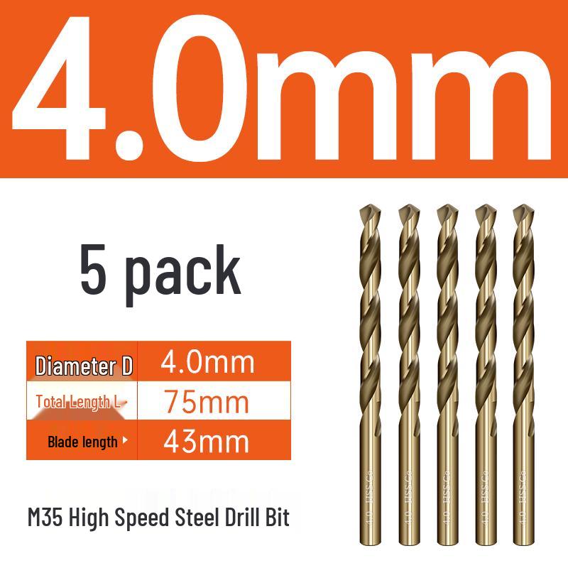 M35 Cobalt Twist Drill Bits Set for Stainless Steel, High Hardness, Straight Shank, Hand & Electric Drills