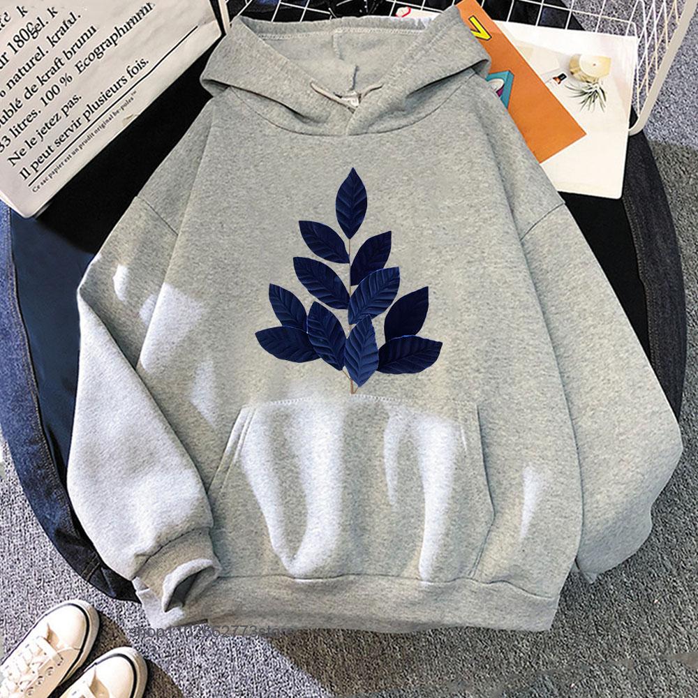 Blue and White Christmas Hoodies Men Chinoiserie Sweatshirts Leaf Print Clothes Y2k Top Women Winter Kpop Sudadera