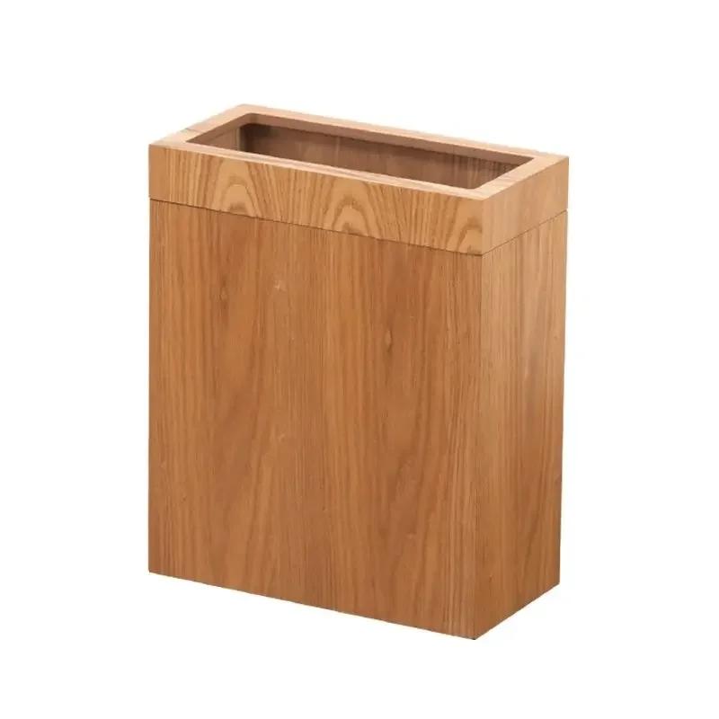 Nordic Stitched Wooden Trash Can Household