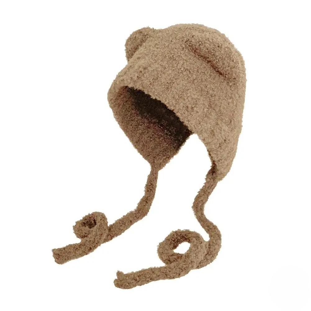 Autumn and Winter Warm Hat, Cute Bear Ear Knit Hat, Thickened for Cold Protection, Suitable for Outdoor Leisure and Daily Wear