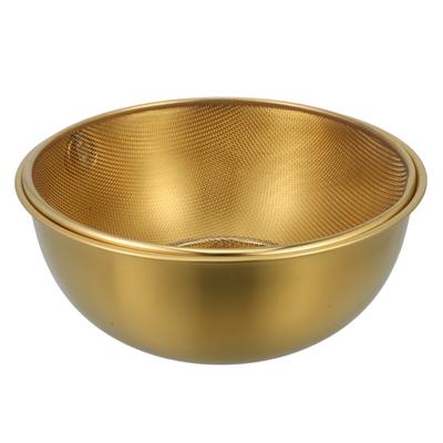 Strainer Colander Stainless Steel Drain Basket Kitchen Basin Rice Washing Artifact Fruit Bowl Food Household Golden Fine Mesh