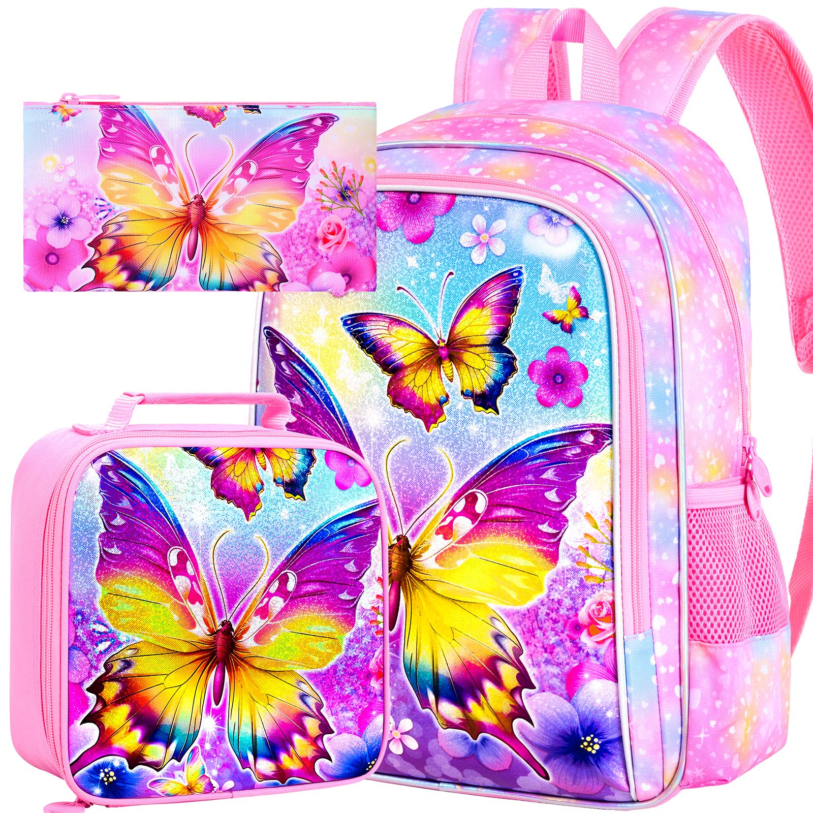 16  Kids Backpack for Girls, 3Pcs