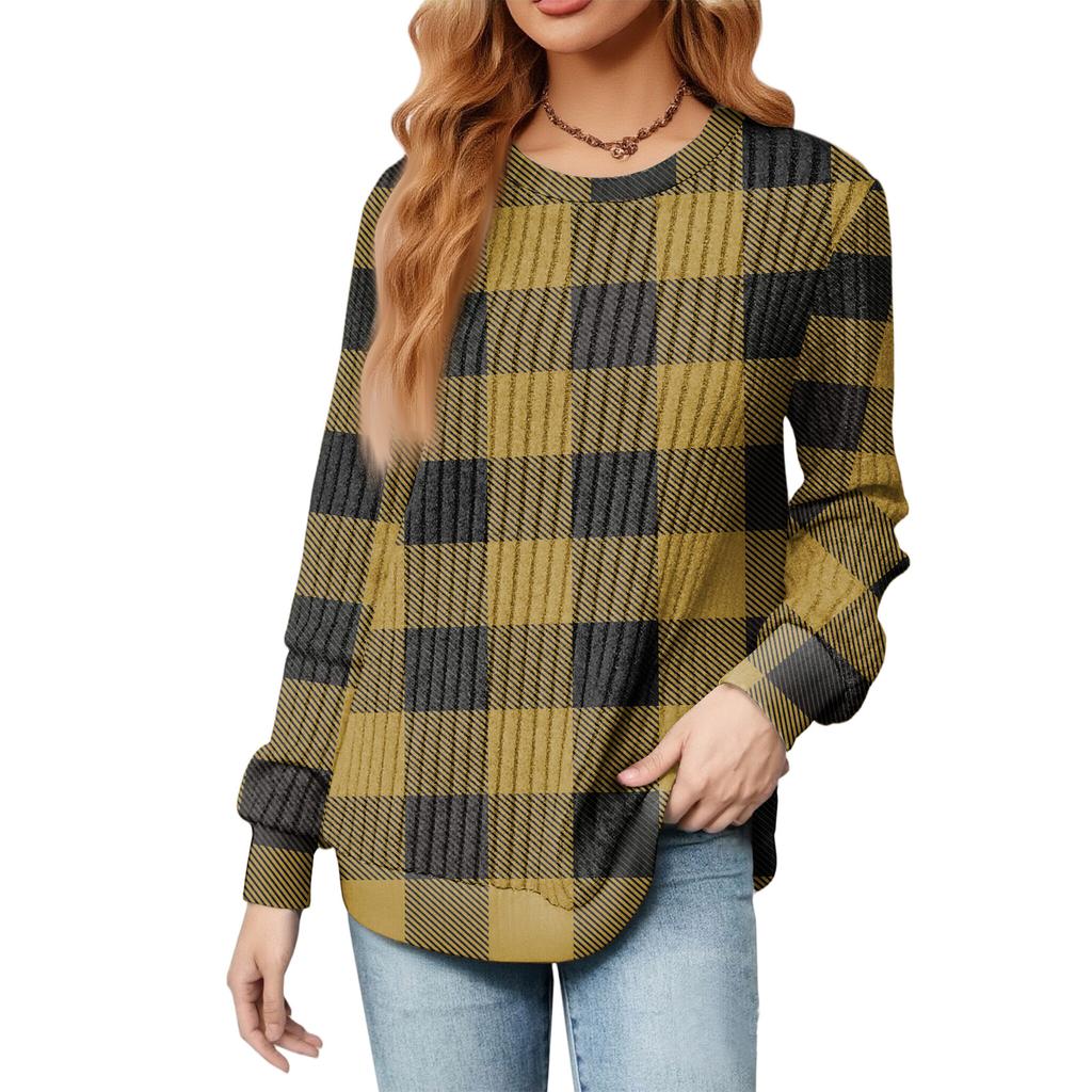 Fashionable Women's Long Sleeved Gradient Floral Print Lightweight Sweater With Loose Round Neck Top