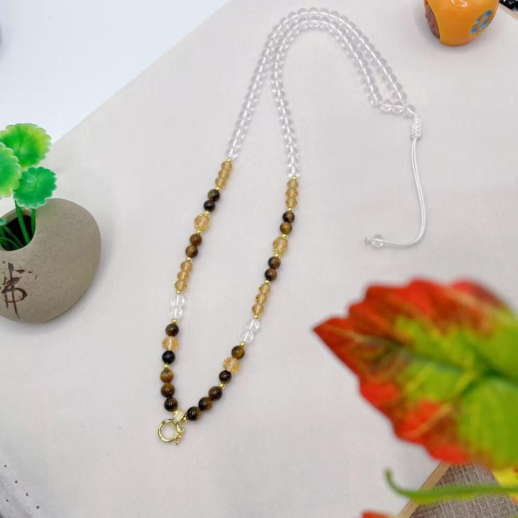 Universal Crystal Bead Chain Necklace with Buckle for Thai Amulets, Thangkas, Dzambhala, or Nine-Tailed Fox.
