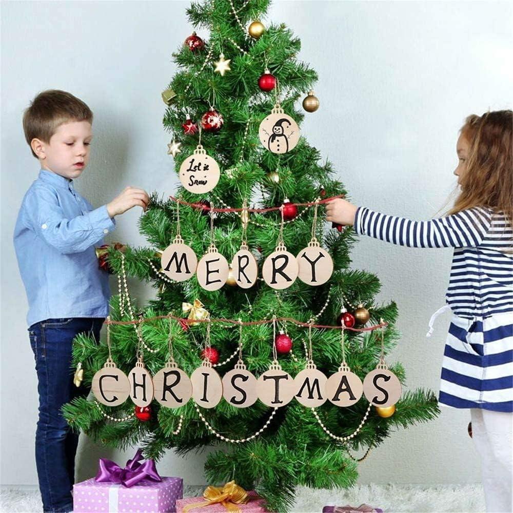 20Pcs Christmas Wooden Baubles Round Wood Slices Wood Disc Hanging Ornaments Baubles for DIY Crafts Christmas Tree Decoration