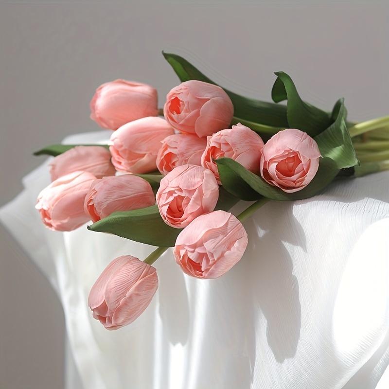6pcs Hand Feel Moisturizing Tulip Simulation Flowers, Wedding Hand-held Flowers, Home Decoration Fake Flowers