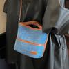 2025 autumn popular denim simple casual handbag large capacity bucket bag shoulder crossbody canvas bag