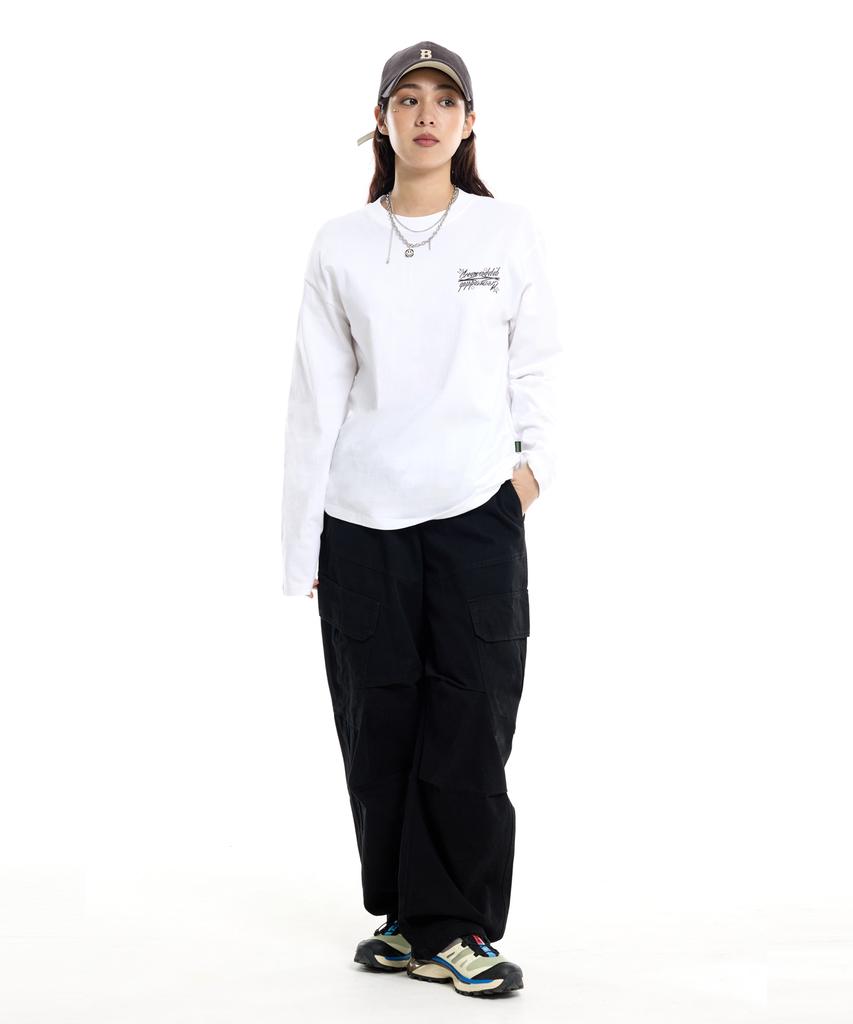 CREAM SODA LAB Diagonal Cut Field Parachute Cargo Pants Black