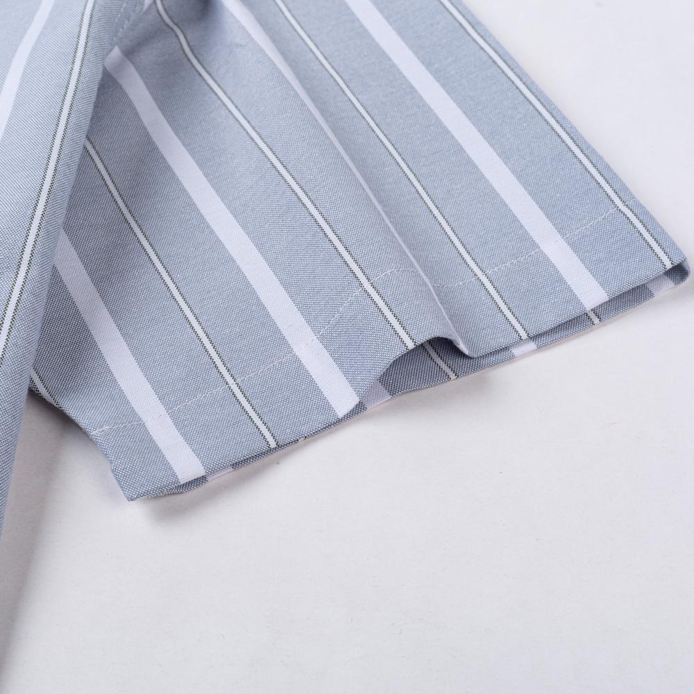 Men's Striped / Solid Short Sleeve Oxford Cotton Button Down Shirt, Summer Casual Comfort Lightweight Breathable with Chest Pocket