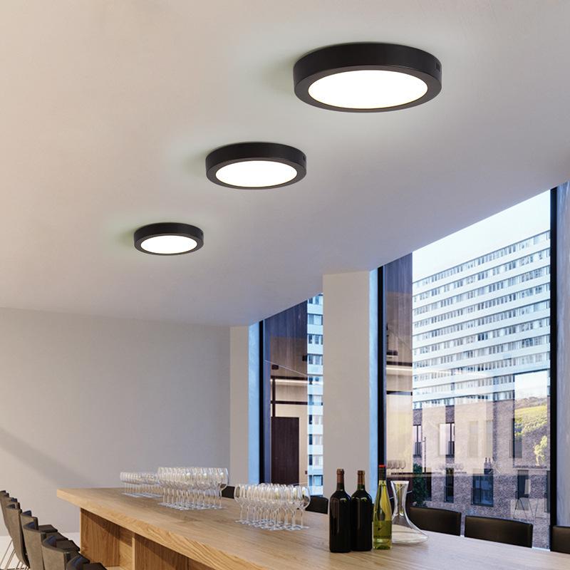 LED ceiling lamp, surface-mounted flat light fixture, 24W, 4000K, black