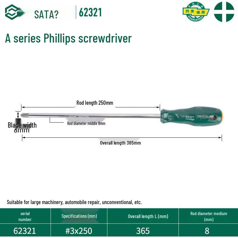 Sata Stubby Screwdriver Set: Phillips, Slotted, Flathead, Torx