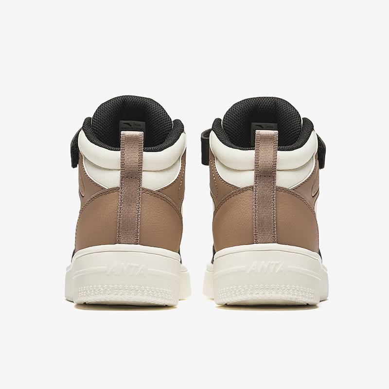 Anta Kids Synthetic Leather Simple Versatile Non-Slip Wear-Resistant Lightweight Shock-Absorbing High-Top Kids Skate Shoes Men Sneakers A12438004-1