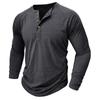 Men's Slim Crew Neck Long Sleeve Henley Shirts Casual Solid Basic Tops 3-Button Sports T-Shirts Athletic Workout Moisture Wicking Tee Shirt for Male