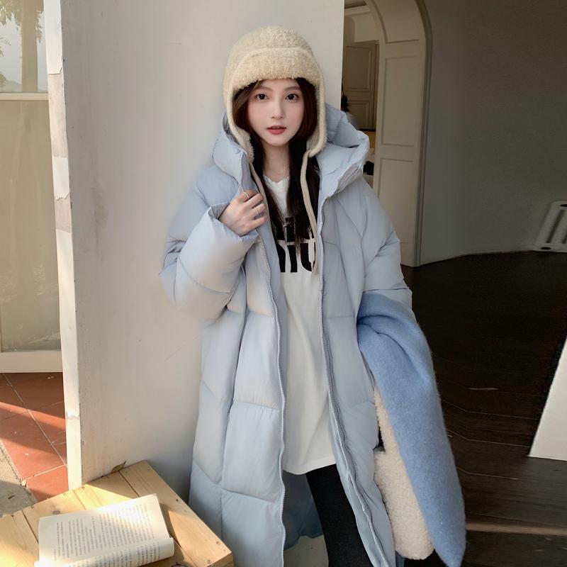 Autumn Winter Thicken Warm Parka Women Casual Sweety Solid Color Big Pocket Loose Long Hooded Coat Jackets Outwear