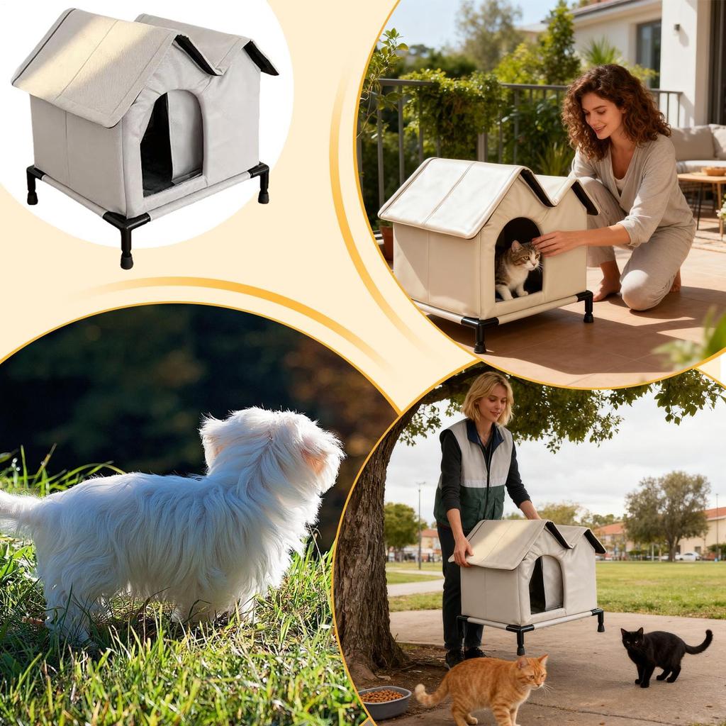 Outdoor Cat House Weatherproof Waterproof Kitten Nest Cave Outside Cat House Weatherproof With Elevated Base For Yard Garden