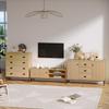 Stolik RTV pod telewizory 50", 3 przegrody, drzwi przesuwne i 2 otwory na kable, 120x39,5x46cm