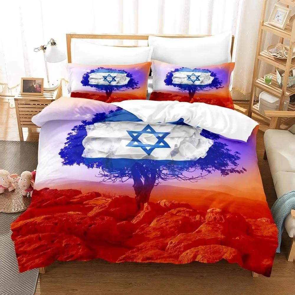New 3d Print Israel Flag Bedding Set Duvet Cover 1 Duvet Cover 2 Pillowcases Adult and Kids Bedding Set Luxury Children's Gifts