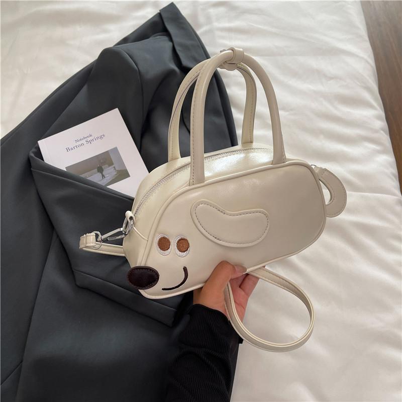 Nisch Tax Hunddesign Höst och Vinter Ny Premium Dam Enkel Bowlingväska Stor Kapacitet Daglig Pendlar Handväska