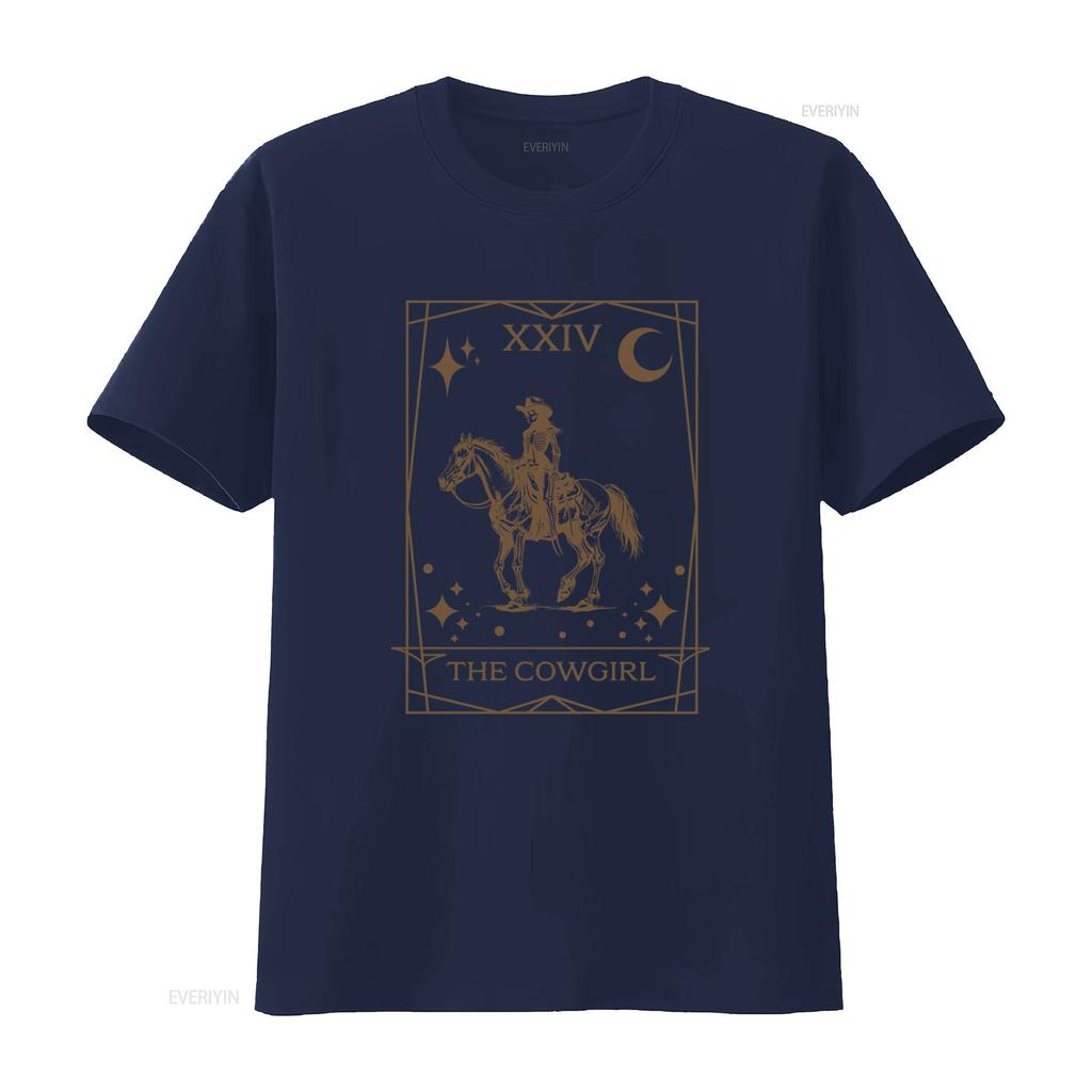 Halloween Cowgirl Tarot Card T Shirt Skeleton Horse Rodeo Design For Country Girls Vintage Fashion Stretched Casual
