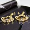 Chic Women Golden Drop Earring Crystal Hollow Out Flower Wedding Jewelry Arab Bridal Gift