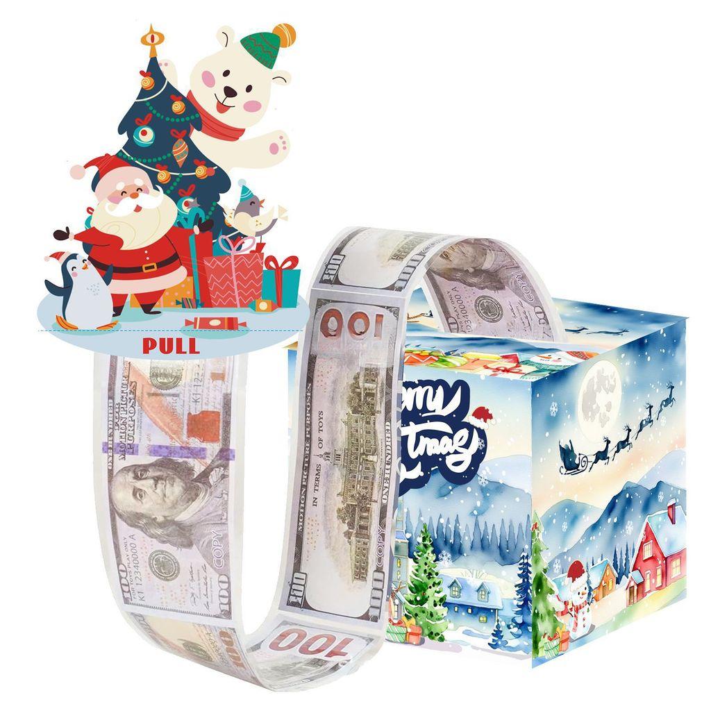 Snowy Christmas Blue Theme Party Gift Box With Paper Construction Events Prop